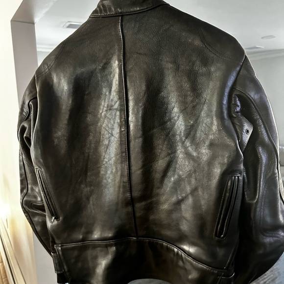 Vanson Black Leather Bomber Jacket - Picture 2 of 6